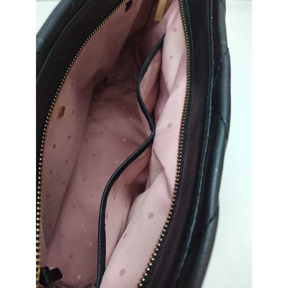 Kate Spade New York Black Leather Quilted Chain Strap Zipper Shoulder Bag - Picture 11 of 16
